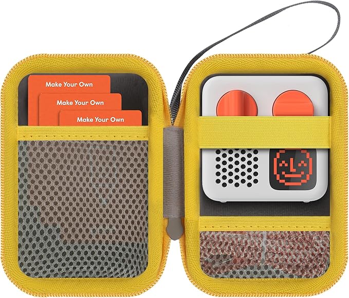 Hard Case Compatible with Yoto Mini Kids Audio Music Player Children Speaker Plays Audiobook Cards Radio (Brown+ Yellow Case, for Yoto Mini)