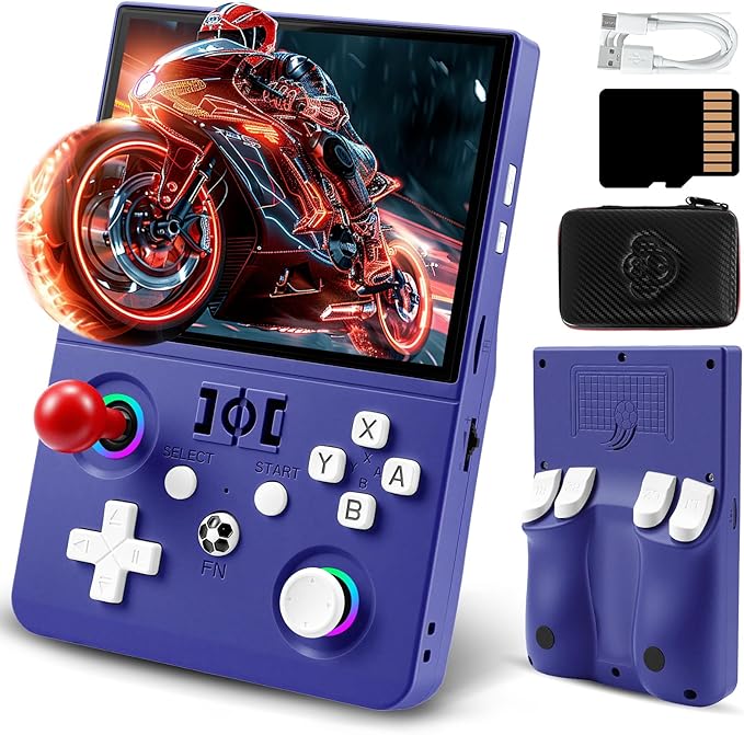 R36MAX2 Retro Gaming Console, 4.5 Inch 4K HD IPS Screen Retro Video Game Console, Handheld Game Console Preloaded 30+ Emulator Games, Linux System, Portable Video Console for Adult