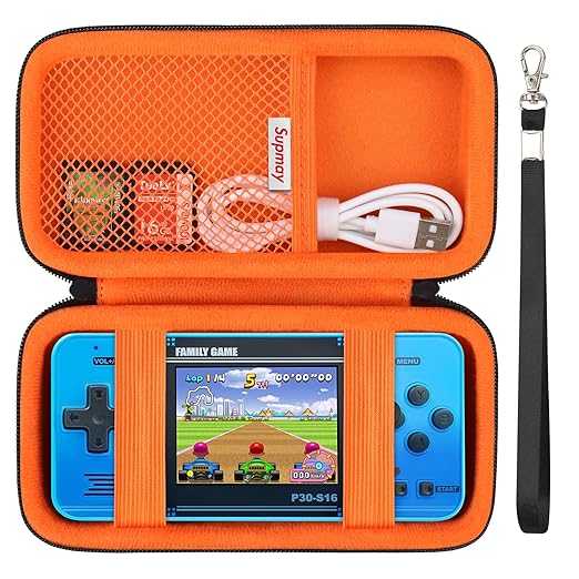 Supmay Carrying Case Compatible with WELLST·G/ for GuaiyeyeAP Handheld Game for Kids -Preloaded 220 Retro Video Games, Portable Gaming Player Storage Holder Travel Bag with Mesh Pocket, Orange