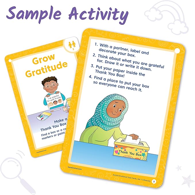 hand2mind Social Emotional Task Cards for Ages 3+, Social Emotional Learning, Play Therapy Toys for Counselors, Social Skills Activities for Kids, Conversation Starters, Emotional Regulation for Kids