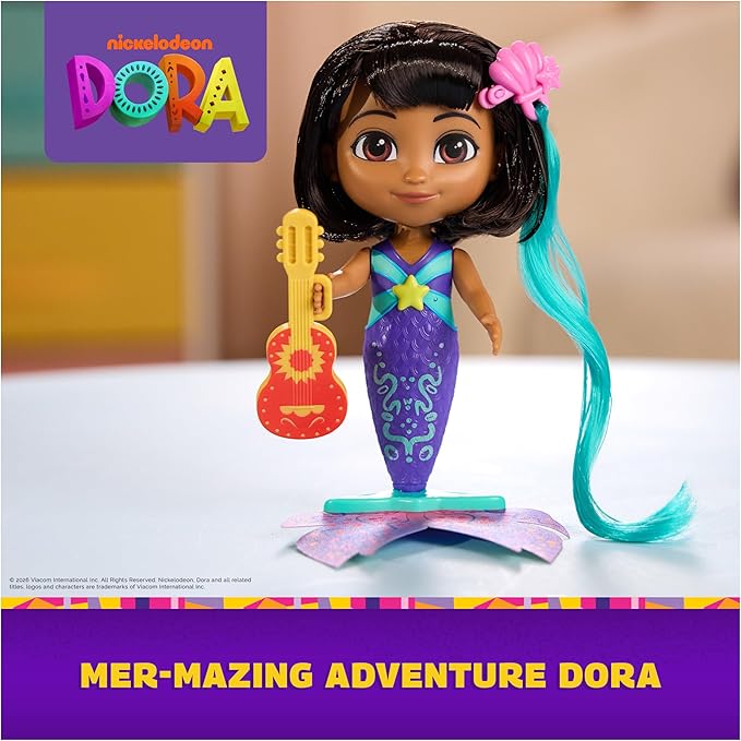Dora, Mer-Mazing Adventure Dora, Color Changing Mermaid Doll with 2 Accessories, Kids Toys for Girls & Boys Ages 3 and Up