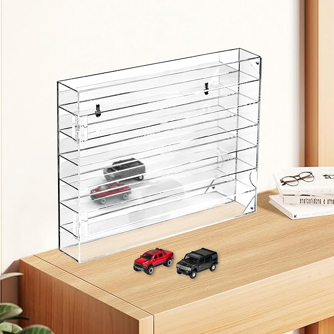 YYDS Model Car Display Case for Toy Cars, Matchbox Cars,1/64 Scale Diecast Display Case,Wall Mount,Mirrored Back,Hot 1/64 Scale Diecast Case for 35 Toy Cars