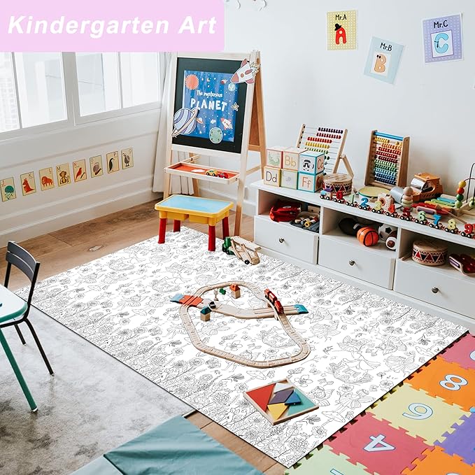 Spring Themed Coloring Tablecloth for Kids Huge Craft Activity Paper Table Cover for Boys Girls Preschool Kindergarten Classroom Arts Party Birthday Decorations