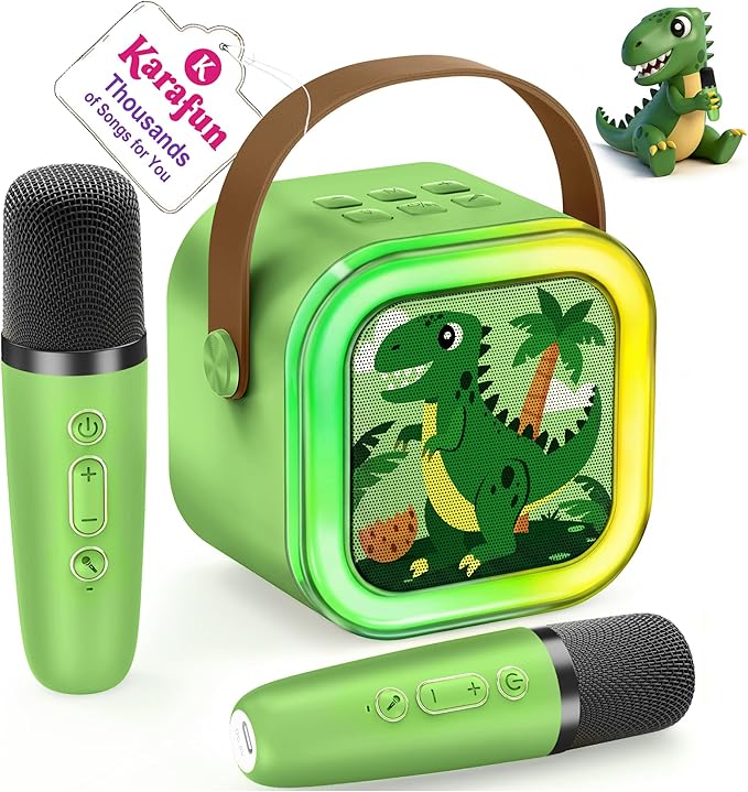 Mini Karaoke Machine for Kids, 2026 TOP Toys Birthday Gifts Ideas for Girls Ages 4, 5, 6, 7, 8, 9, 10, 12+ Years Old, Portable MP3 Player with 2 Wireless Mics for Family Home Party