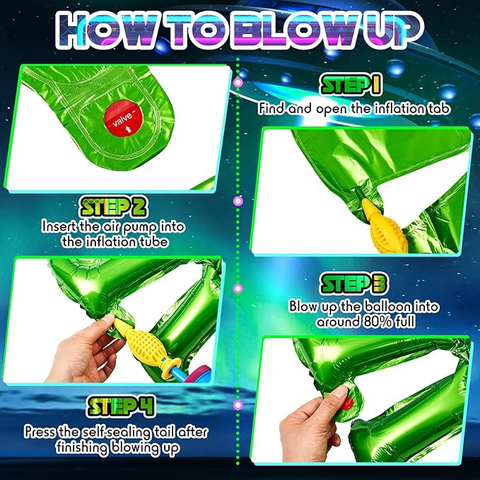 Meooeck 12 Pcs Alien Balloons 31.5 Inch Jumbo Large Green Funny Inflatable Alien Balloons for Halloween Christmas Space Birthday Party Supplies Prop Backdrop Home Trunk or Treat Car Decorations