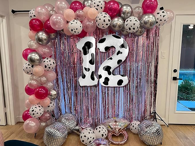 Cow Print 40 Inch 1st Number Balloon, Unisex Birthday Decorations, Farm Animal Party Supplies, Self Sealing, Reusable