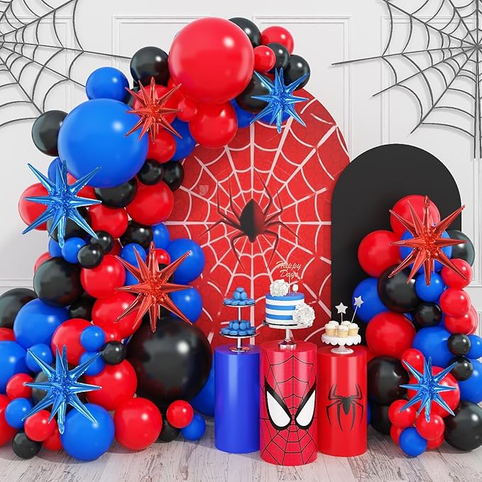 TONIFUL 8 Pcs Blue Red Star Foil Balloons Large Explosion Star Mylar Decorations for Party Backdrop Christmas New Year Birthday Wedding Baby Shower Anniversary Photo Booth Supplies