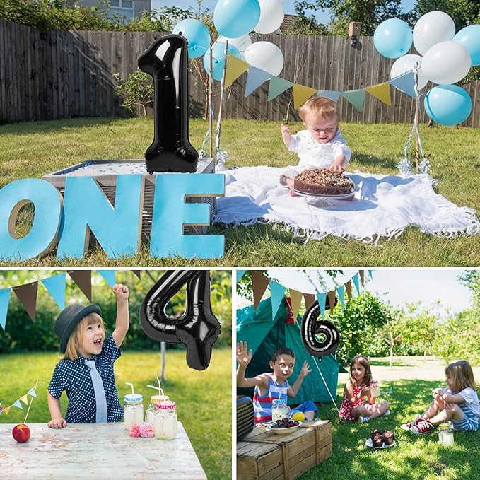 40 Inch Black Number Balloon 0-9(Zero-Nine), Big Size Happy Birthday Balloon, Foil Helium Big Number Balloon for Birthday Celebration Decorations Graduations Anniversary Photo Shoot