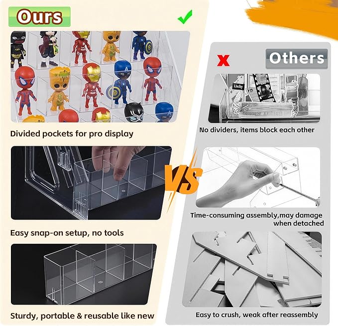 4-Tier 20-Slot Clear Figure Display Case, Miniature Display Case for Collectibles, Action Figures, Crystals, Rocks, Models (4 Tiers)