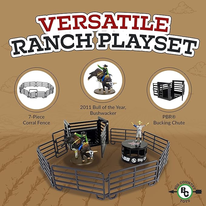 Big Country Toys 13 Piece PBR Bull Riding Playset - Rodeo Toys - Toy Figures & Playsets