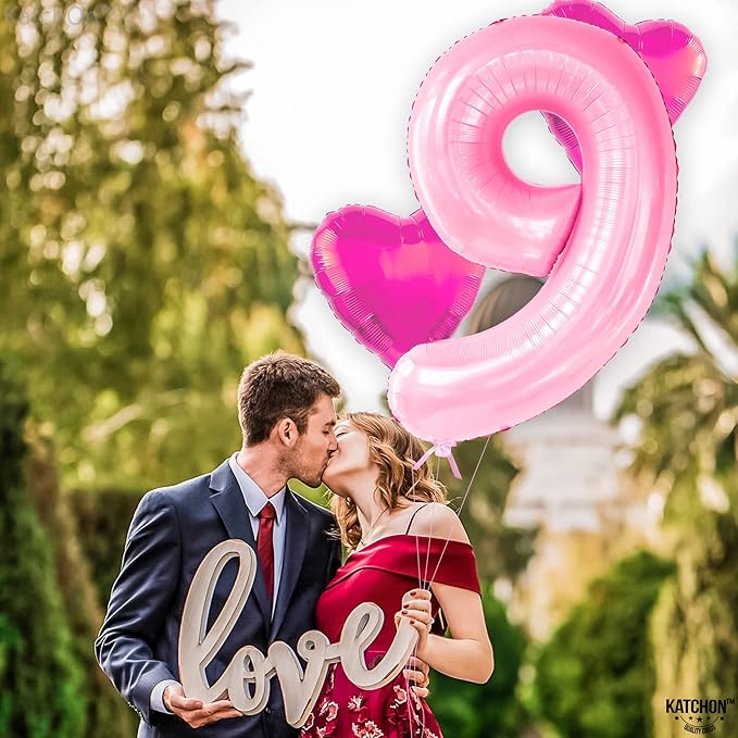 KatchOn, Giant Light Pink Number 9 Balloon - 40 Inch | Foil 9 Birthday Balloon for 9th Birthday Decorations | 9th Anniversary Decoration | Pink Party Decoration