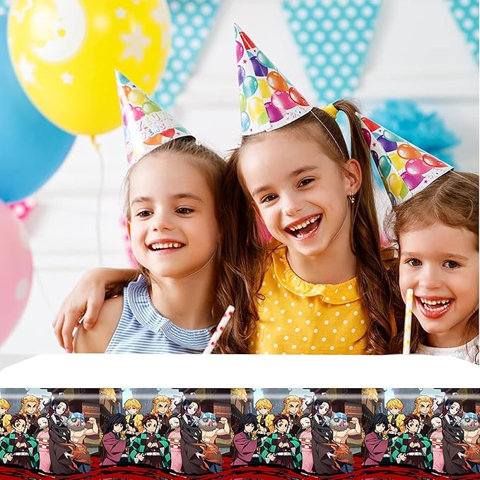 41Pcs Demon Slayers Party Supplies include 20 plates, 20 napkins for De Slayers 1 Tablecloth Birthday party Decoration