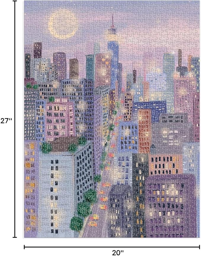 Galison City Lights 1000 Piece Puzzle in a Square Box from Galison - 1000 Piece Puzzle for Adults, Beautiful Illustrations from Joy Laforme, Thick and Sturdy Pieces, Idea