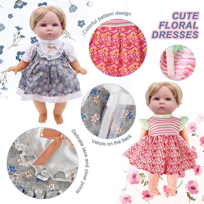 Alive Baby Doll Clothes and Accessories - 12 Sets Girl Doll Princess Dress for 12-14 Inch Dolls - Cute Outfits for Little Girls' Christmas & Birthday
