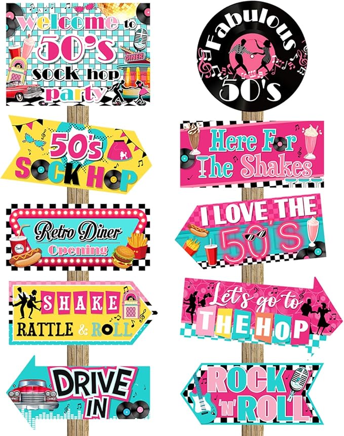 Gueevin 20 Pcs Party Supplies Decorations Home Sign Cutouts for Party Decorations Supplies (50s)