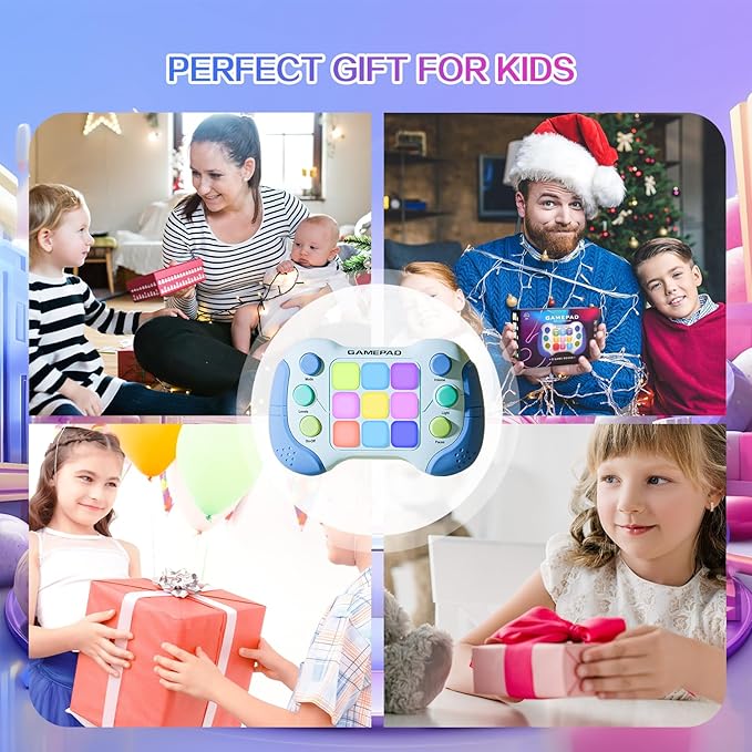 Christmas Fast Push Game Fidget Toys Handle, Upgraded Flashing Quick Press Games Pro for Kids, Speed Push Light Up Fidget Game, Educational Handheld Console Gamepad Toy for Boys, Girls (Blue)