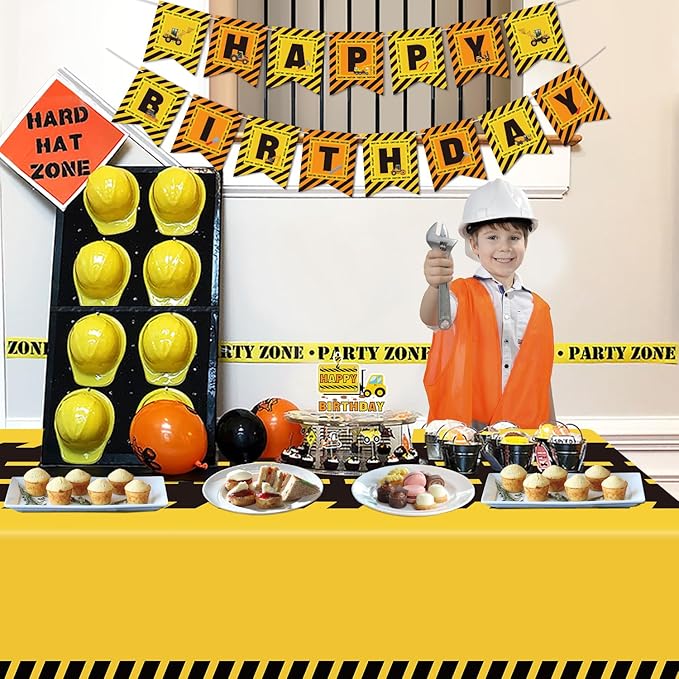 4 Pack Construction Tablecloths - Rectangle Construction Table Covers - Dump Truck Birthday Table Cloth for Kids Boys - 51 x 86 Inch