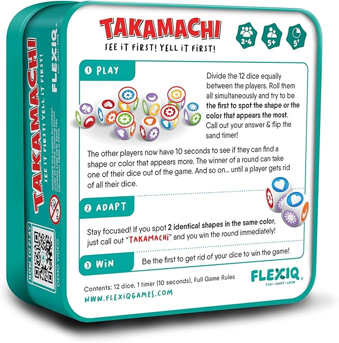 Takamachi — The Fast Thinking Dice Game — Brain Teasers for Kids 5+, Kid Board Games, Family Game Night by FlexiQ