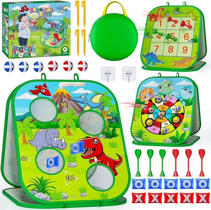 Bean Bag Toss Game for Kids, Cornhole Board Toddler Toys for Kids Party Activity and Outdoor Yard Backyard, Birthday Gift or Christmas for Aged 3 4 5 6 7 8 Year Old Boys