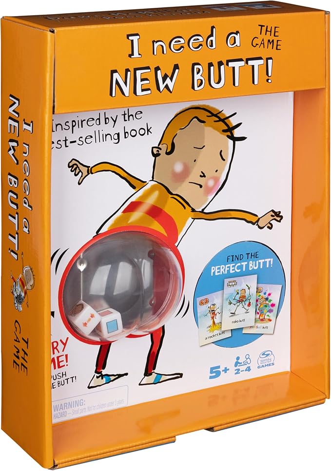 Spin Master Games, I Need a New Butt, Kids Board Game Based on The Book with Popper & Cheek Tiles, Fun for Family Game Night, 2-4 Players, for Ages 5 & Up