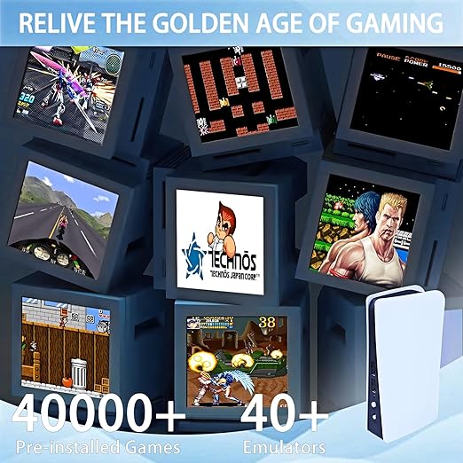 Wireless Retro Game Console Nostalgia Plug and Play Video Game Console 4k,40000+ Video Games 128GB Built in 40+Emulators Console,2.4G Wireless Controllers