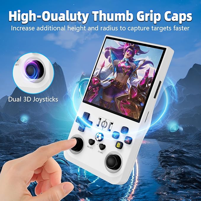 R36MAX Retro Handheld Game Console, 4.0 Inch IPS Screen, 64GB Memory, Portable Arcade Video Gaming Console Gift for Adults, Pearl White