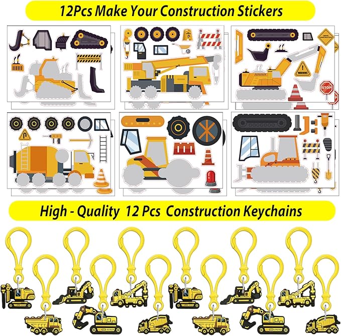 232PCS Construction Birthday Party Supplies Decorations Favors, Construction Theme Toys for Goodie Bag Stuffer, Pinata Filler Gifts