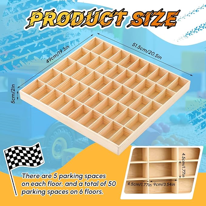 Hot 1/64 Diecast Wheels Display Case Holds Toy Cars Wooden Wall Mount Car Display Shelf Storage Organizer Case for Toy Collectibles, Wheel, Model, 10 Layers (50 Spaces)