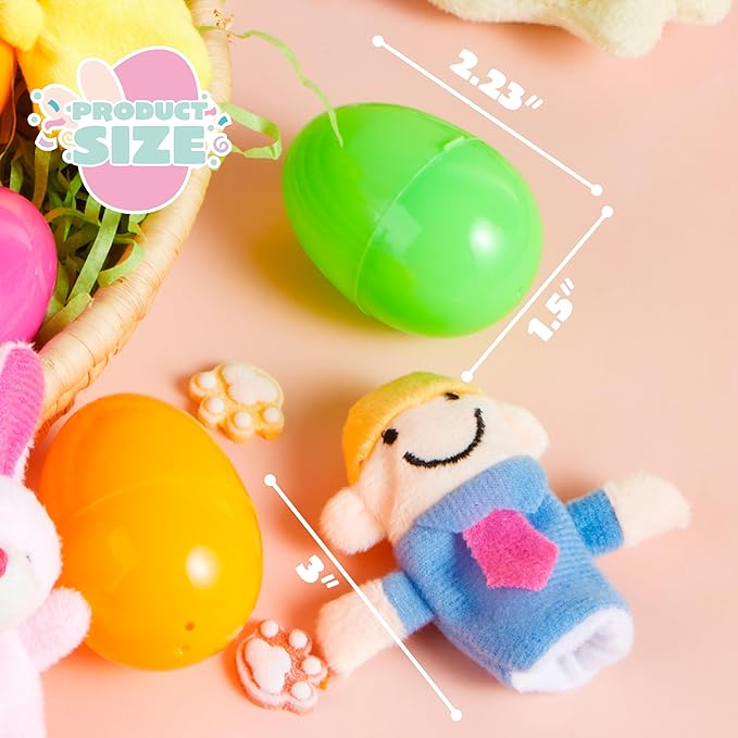 JOYIN 24 Pcs Prefilled Easter Eggs with Animal Finger Puppets for Toddlers and Kids, Easter Basket Stuffers, Easter Egg Hunt, Easter Goodie Bag Fillers Classroom Prize and Party Favors