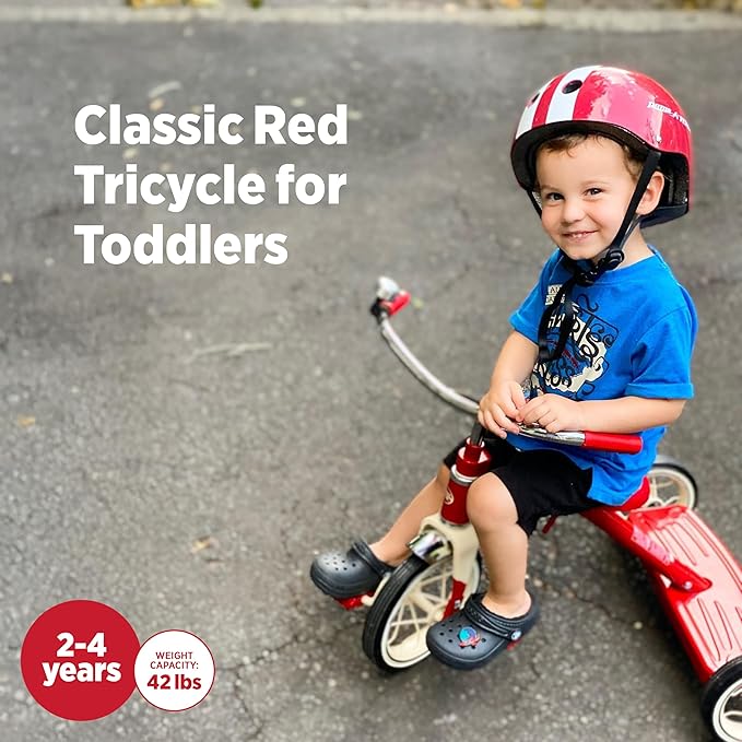 Radio Flyer Classic 10 Inch Toddler Tricycle with Rubber Tires and Steel Frame, Red | Toddler, Rubber Tires, Steel Frame