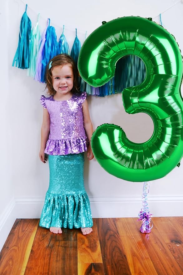 Numbers Balloon 3, 40 Inch Large Dark Green Balloon for Three Year Old Birthday Decor, 3 13 30 31 Birthday Party Decorations for Wedding Supplies