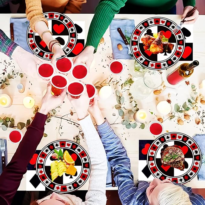 50Pcs Poker Party Supplies - 9" Playing Card Dinner Plates, 7" Casino Plates for Casino Night, Poker Game Theme, Birthday Party Decor