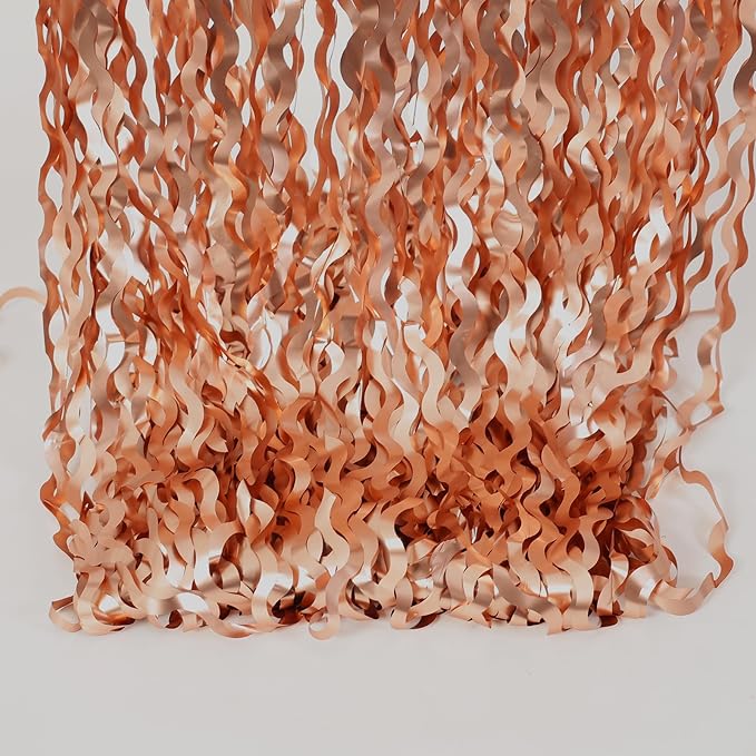 4 Pack Rose Gold Foil Curtain Birthday Decorations - 3.3x6.6ft Wavy Tinsel Foil Backdrop Party Streamer Party Supplies Background | Tinsel Curtain Backdrop for Parties