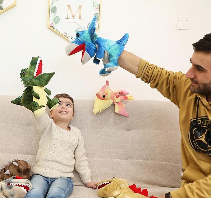 Dinosaur Hand Puppets for Kids, Hand Puppet Dinosaur Toys Puppets Dinosaur Plush Puppet Stuffed Puppet Story Toys Finger Puppets Dinosaur Toys for Kids