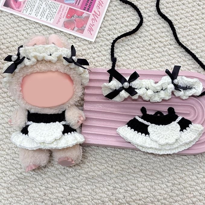 Clothes for Doll, 15/17cm Doll Clothes Set Suitable for Dolls Accessories - Headband + Skirt (NO Doll),Maid Costume1
