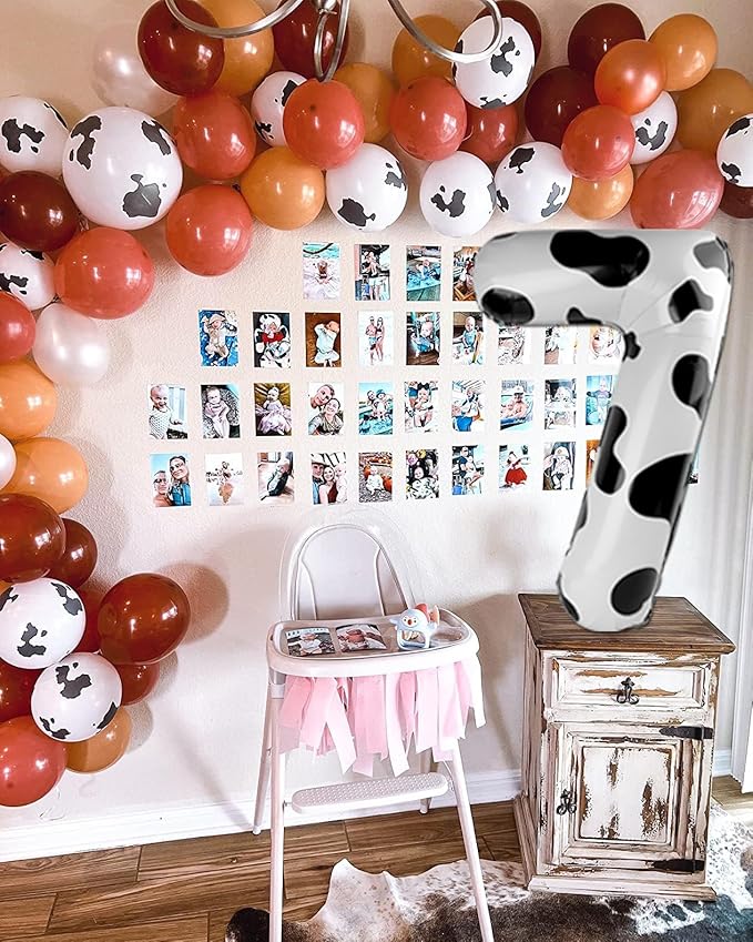 Cow Print Number Balloon 40 Inch, 0 Number Balloons, 10 20 30 40 50 Numbers Balloon Farm Birthday Decorations, Cow Print Party Supplies for Girls