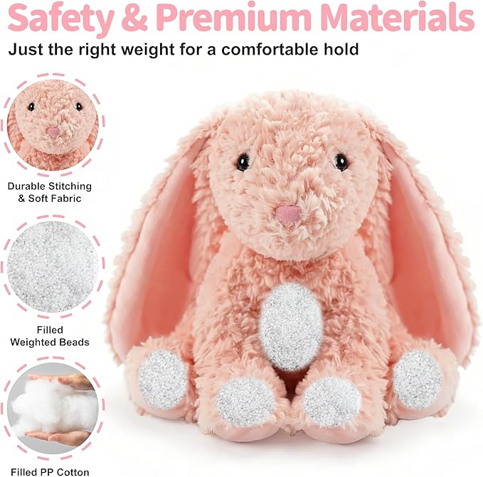 OROZCOR Bunny Stuffed Animal, Cute Fluffy Bunny Plush Toy 8.5in,Cute Bunny Rabbit Stuffed Animal with Fluffy Soft Ears Easter Gifts for Kids Baby Girls (Red Rabbit)