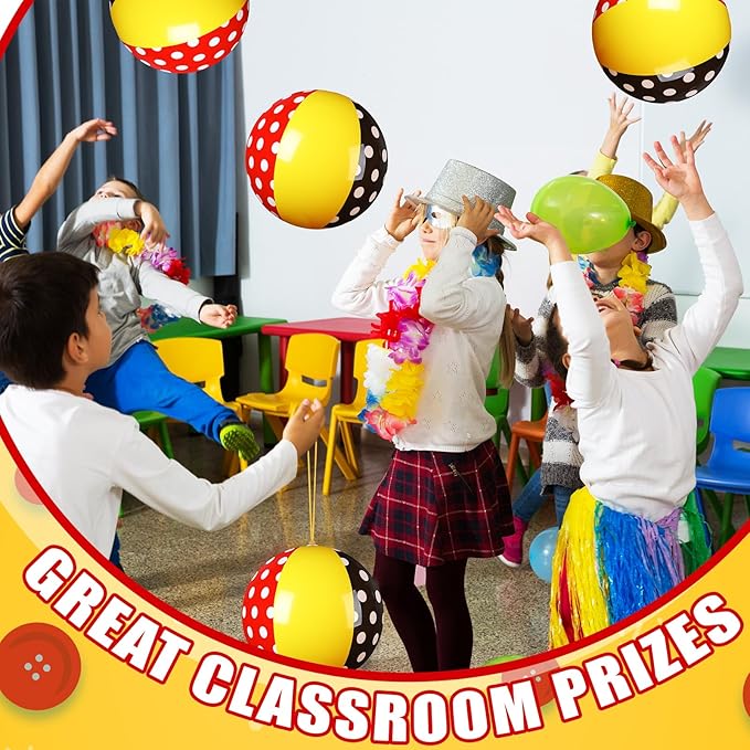 12 Pcs Red White Polka Dots Punching Balloons for Kids PVC Inflatable Punch Bouncy Balloon Heavy Duty Cartoon Party Favors Goodie Bags Stuffers Classroom Rewards Carnival Toy Prizes