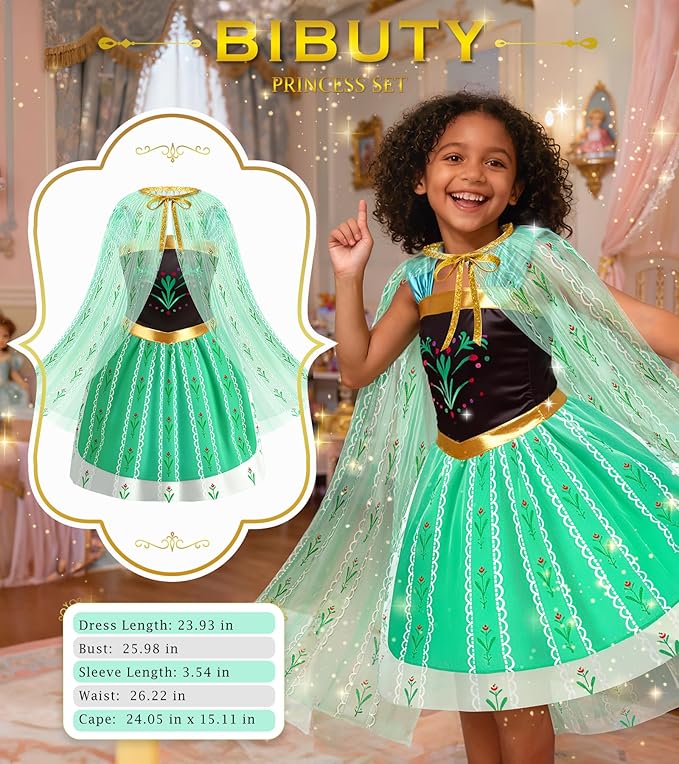 Princess Dress Up Clothes for Little Girls Toddler Dress Up Clothes for Girls 3-6, BIBUTY Pretend Play Princess Costume Set with Princess Crown Cape, Princess Toys Cosplay Birthday Party Gift for Girl