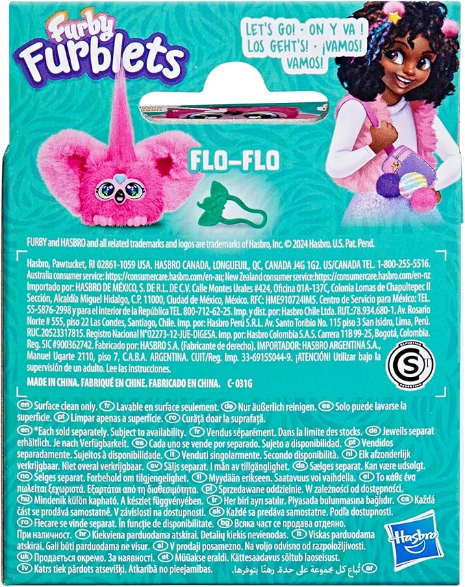 Furby Furblets Flo-Flo Mini Friend, Electronic Plush Toys, Pink Flamingo, Speaks Furbish & Plays Music, Series 5, Back to School Gifts, Ages 6+
