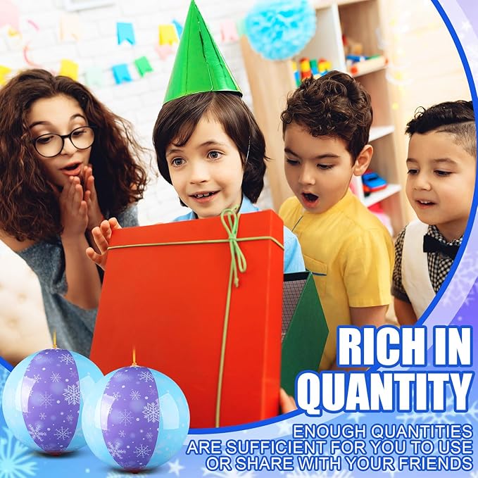 12 Pcs Snowflakes Party Favors Punching Balloons for Kids Blue and Purple PVC Inflatable Punch Balloon Goodie Bags Stuffers Snowflakes Birthday Party Supplies Decorations