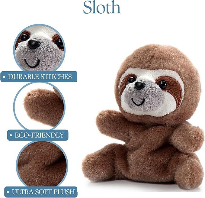 The Petting Zoo Sloth Stuffed Animal Plushie, Gifts for Kids, Nuggetz Wildlife Animals, Sloth Plush Toy, 6 inches (Pack of 2)