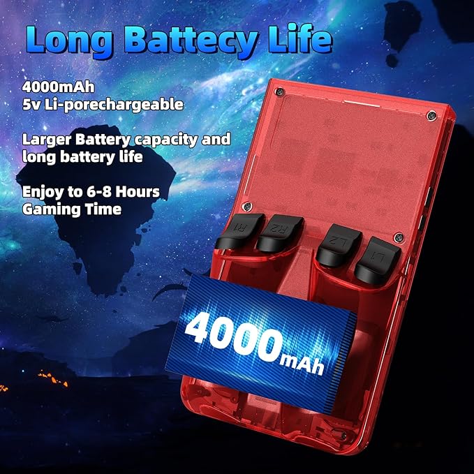 R36MAX Retro Handheld Games Console, Retro Game Console with 4.0 inch IPS HD Screen, Video Game Consoles with 64GB Memory, Portable Gaming Player for Travel, Gift for Teen or Partner, Red