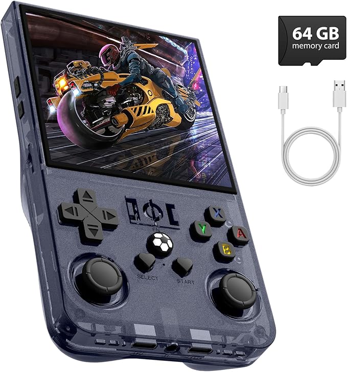 R36MAX Retro Gaming Console, 4.0 Inch Handheld Game Console with 64GB Classic Video Games Inchluded,Support 30+ Simulators,Hand Held Game Console for Christmas (Gray)