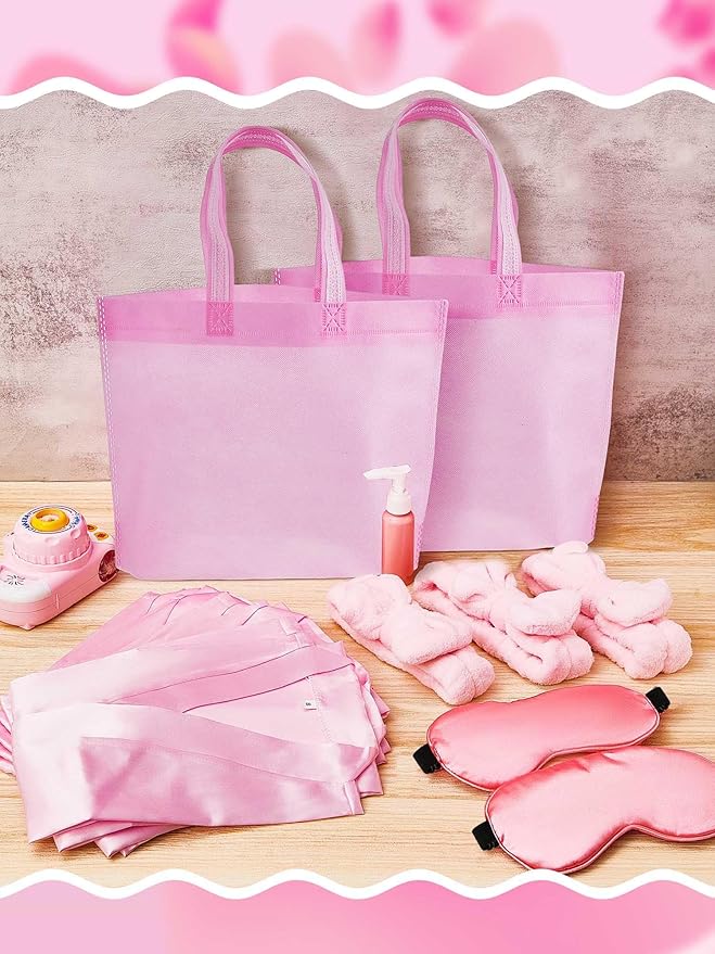 Sintuff 24 Pcs Sleepover Party Supplies for Girls 6 Spa Robes for Girls Slumber Party 6 Tote Bags 6 Headbands 6 Spa Masks