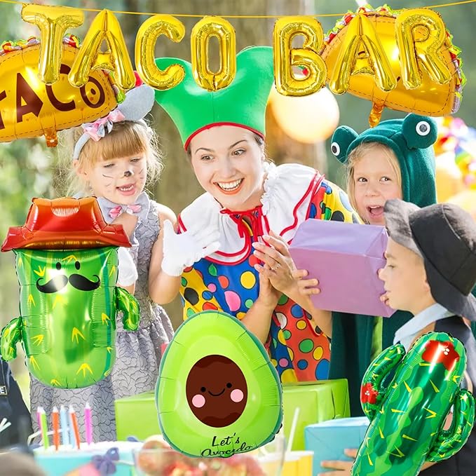 Taco Bar Decorations 13Pcs Mexican Fiesta Party balloons Taco Party Decorations Taco Cactus Avocado Sombrero Balloons Mexican Cinco de Mayo Fiesta Theme Party Decorations