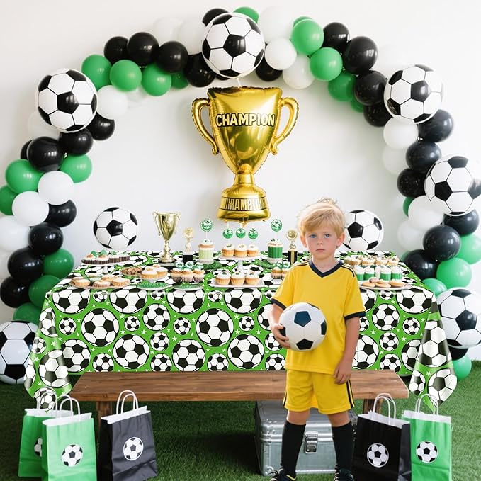 Sports Table Cloth - 4 Sports Plastic Tablecloths for Baseball Football Soccer Basketball Theme Supplies, 51 x 86 inch