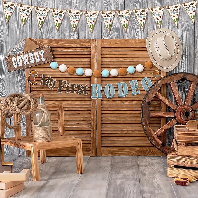 Peryiter 5 Pcs My First Rodeo Decor Banners for Boy Cowboy 1st Birthday Party Decoration My First Rodeo Banner Cowboy Baby Shower Decorations for Boy Birthday Party Supplies