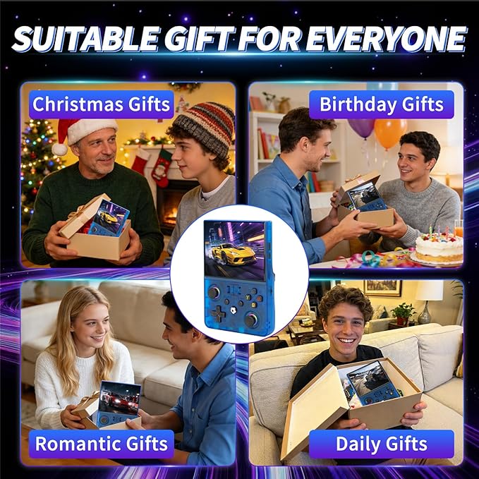 2026 NEW Upgrade R36MAXPRO Retro Handheld Game Console - 4.5 Inch Ultra-Large Screen, Support 18000+Classic Games, 64G TF Card, Linux System, 4000mAh Battery, Birthday Gift for Adult - Blue
