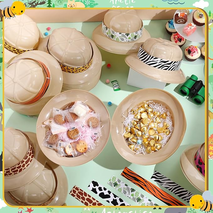 Haysandy 30 Sets Safari Party Hats - Jungle Explorer Adventure Helmet Hats with Stickers Costume for Kids Boys Girls Decoration Birthday Party Supplies